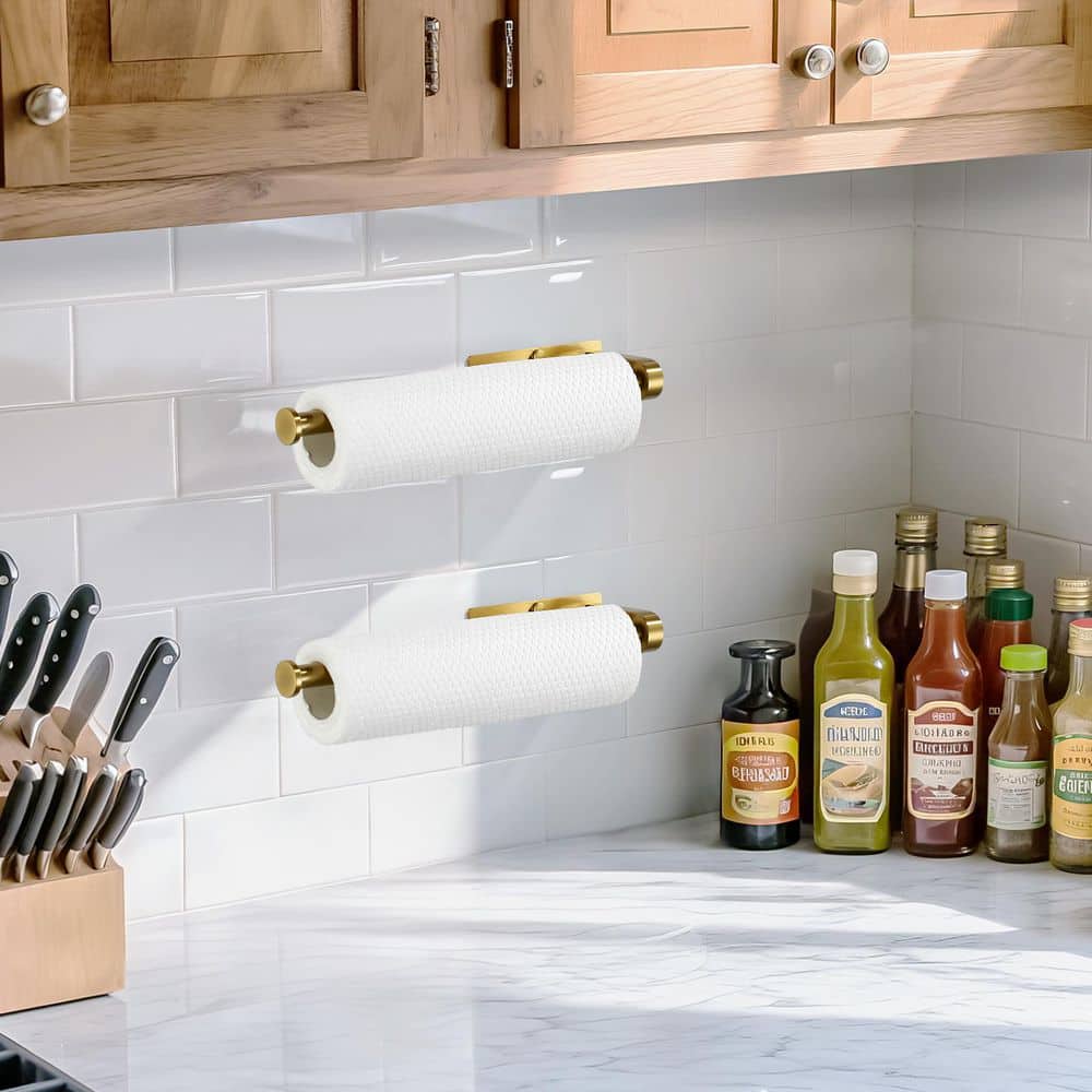 Wall Mount Stainless Steel Paper Towel Holder Under Cabinet in Gold (2-Pieces) price history on PriceWatchPro