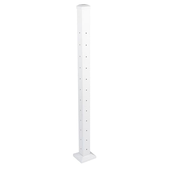 Cable Rail 2-1/2 in. x 2-1/2 in. x 44 in. Textured White Aluminum Corner Post for Cable Railing System