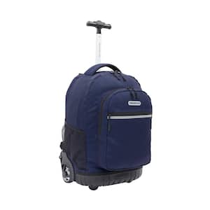 18 In. Navy Rolling Backpack with Solid Bottom