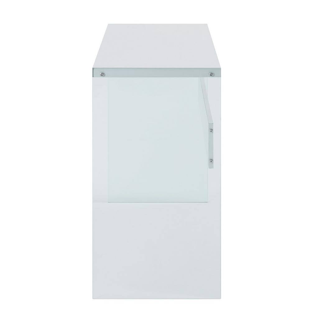 White and Glass Console Table with Storage