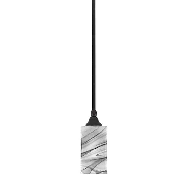 Unbranded Sparta 100-Watt 1-Light Espresso Shaded Pendant Light Mini Pendant with Onyx Swirl Glass, No Bulb Included