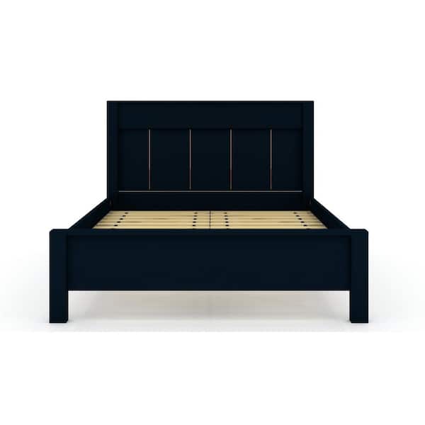 Luxor Oswego Tatiana Midnight Blue Queen-Size Modern Bedframe with Headboard