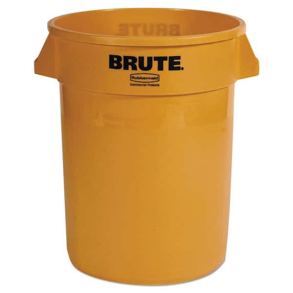Rubbermaid Commercial Products Brute 32 Gal. Yellow Plastic Round Trash Can