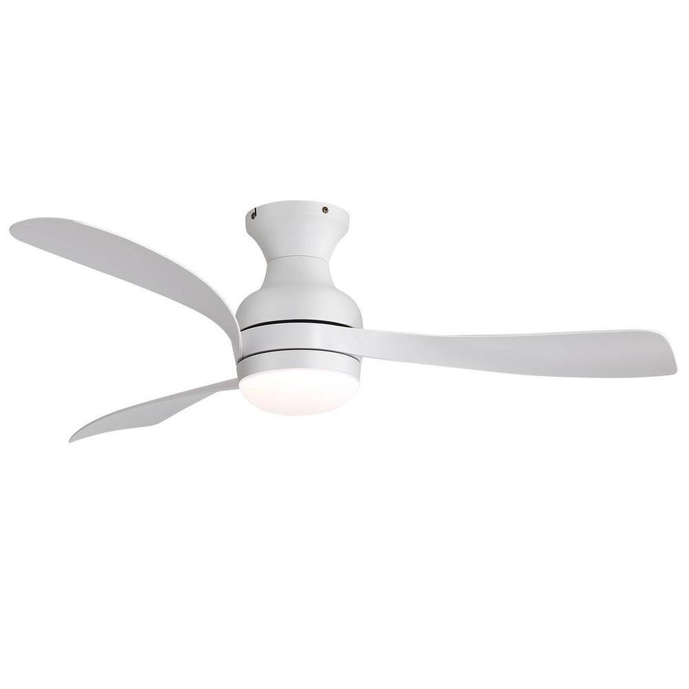 52 in. Indoor/Outdoor Modern White Low Profile Ceiling Fan with Integrated LED Light and Quiet DC Motor Remote price history on PriceWatchPro