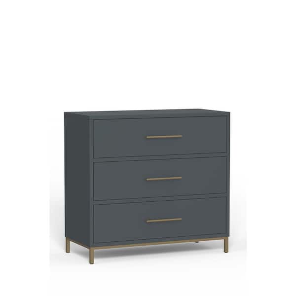 Alpine Furniture Madelyn Slate Gray 3-Drawers 30 in. W Chest of Drawers