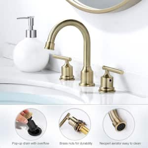 Modern 8 in. Widespread 2-Handle Bathroom Faucet in Gold