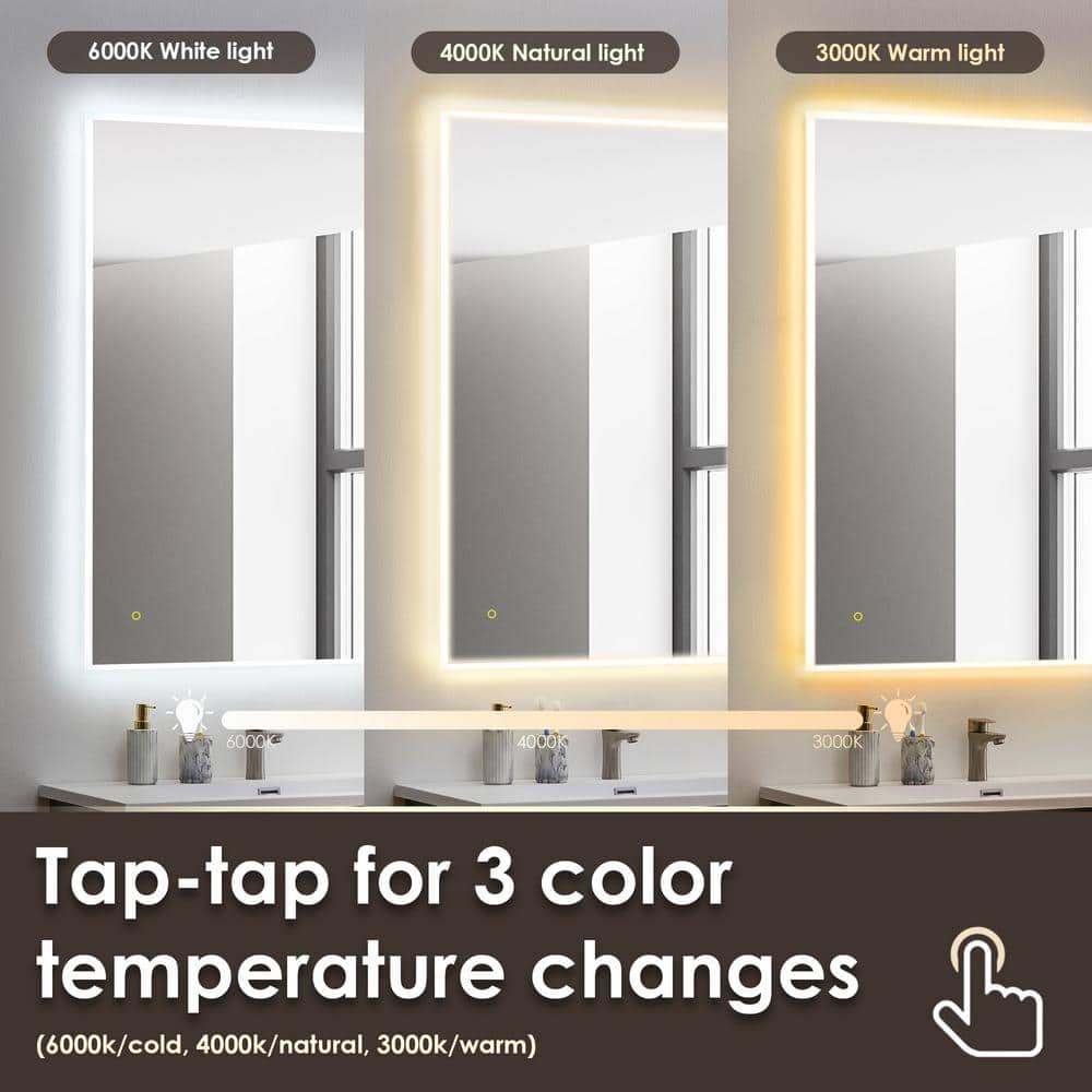 36" x 30" Frameless LED Vanity Mirror with Anti-Fog Technology