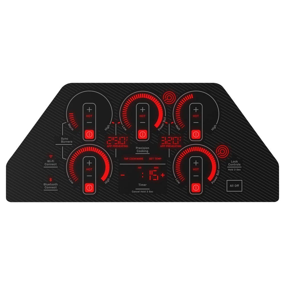 36" Black Ceramic Glass Electric Cooktop with 5 Burners