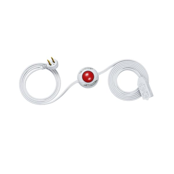 DEWENWILS 12 ft. 16/2C Indoor Extension Cord with 2-Prong 3 Outlets and ON/Off Foot Switch, Angled Flat Plug, White