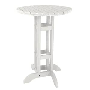 White 30 in. Recycled Plastic Round Bar Dining Table