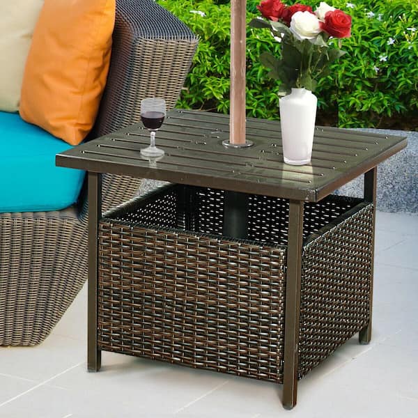 Table Shape Wicker Outdoor Coffee Table with Extension