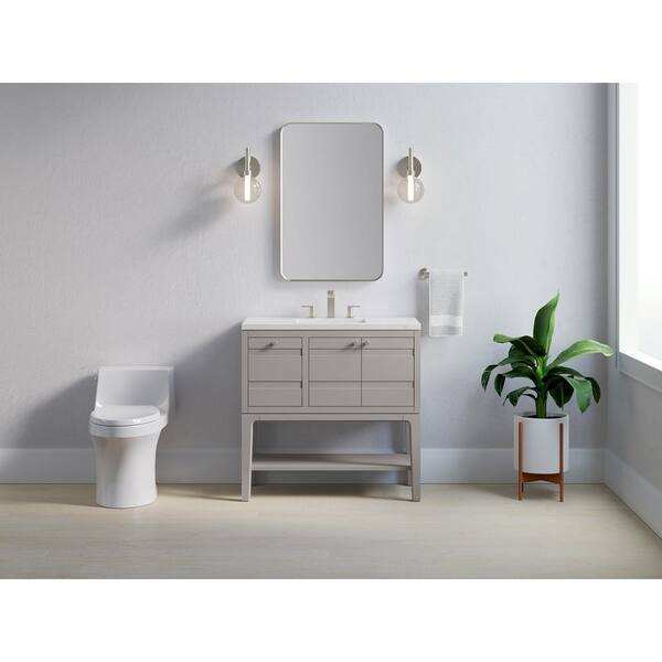 KOHLER Helst 36 in. W x 18 in. D x 36 in. H Single Sink Open Base Bath Vanity in Mohair Grey with Quartz Top