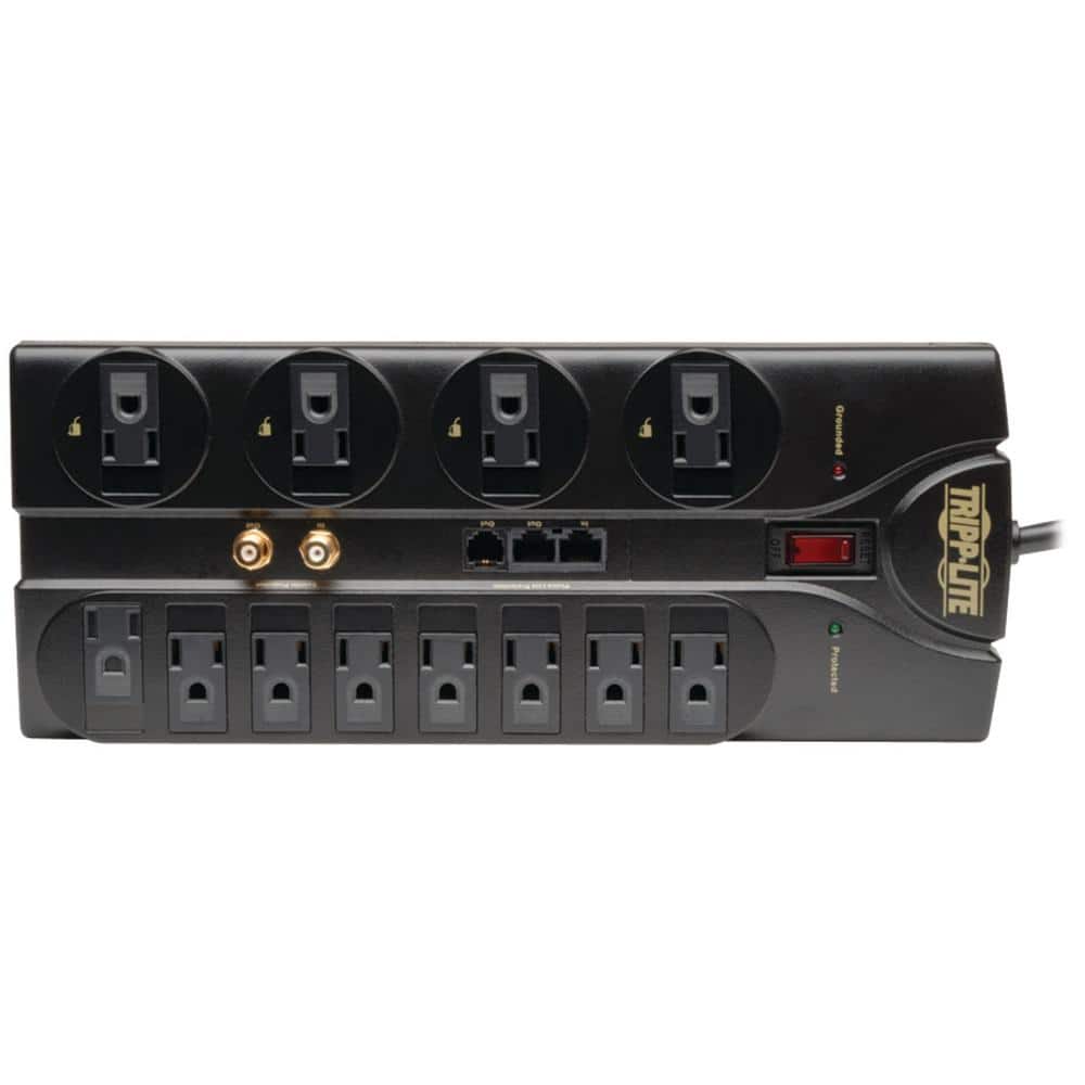Tripp Lite 12-Outlet Black Surge Protector with Alarm and Data Line Protection