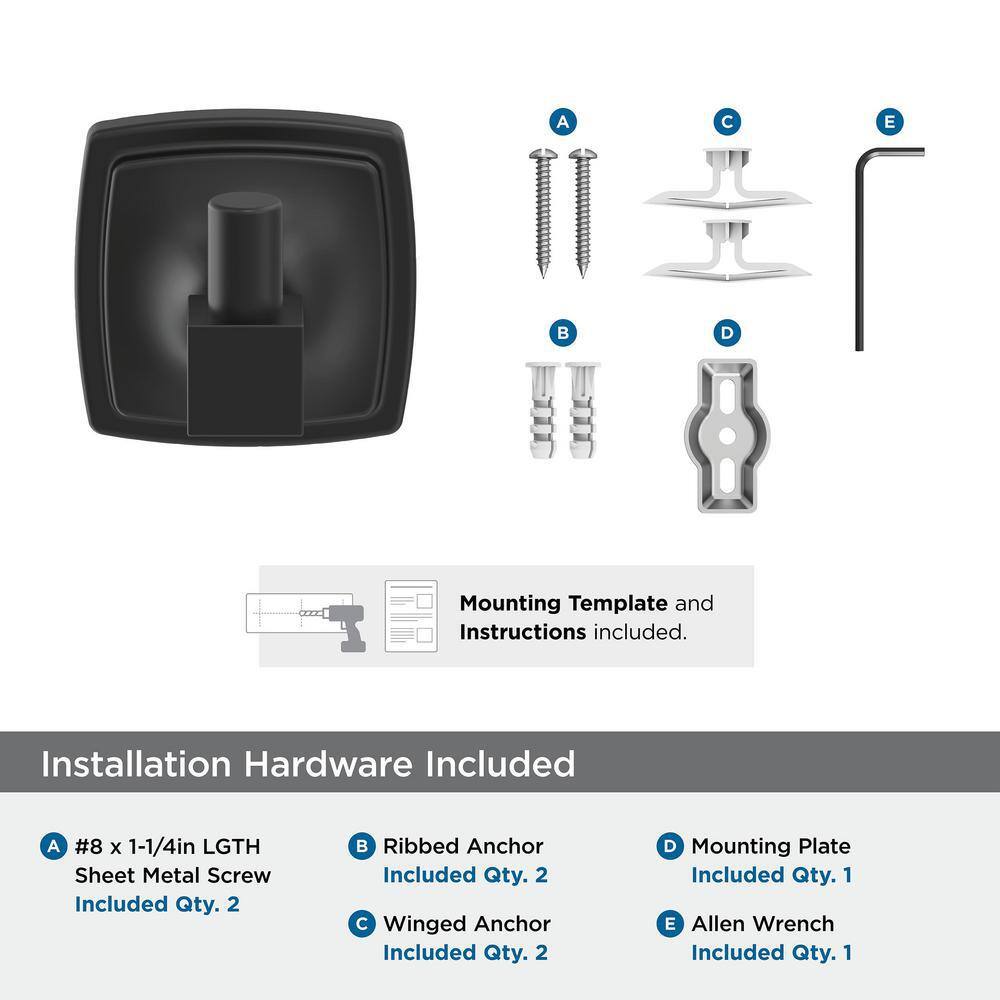 Matte Black Stature Single Prong Wall Mounted Robe Hook