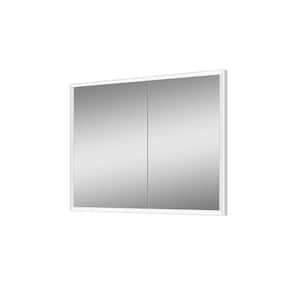 Kona 36 in. x 28 in. Lighted Impressions Frameless Recessed LED Mirror Medicine Cabinet in Aluminum