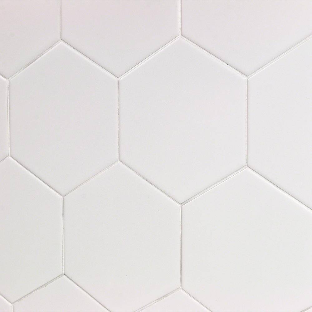 David Matte White Hexagonal Ceramic Wall Tile