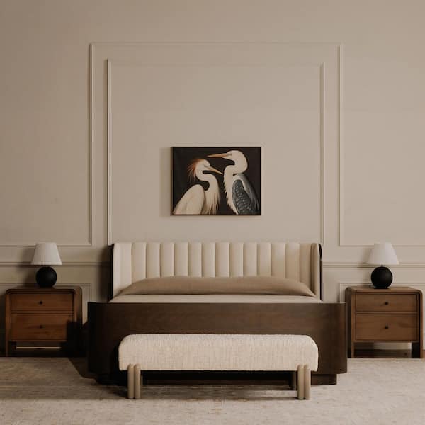 Jessamine Off White Boucle Upholstered 55.9 in. Bedroom Bench with High Gloss Iron Legs