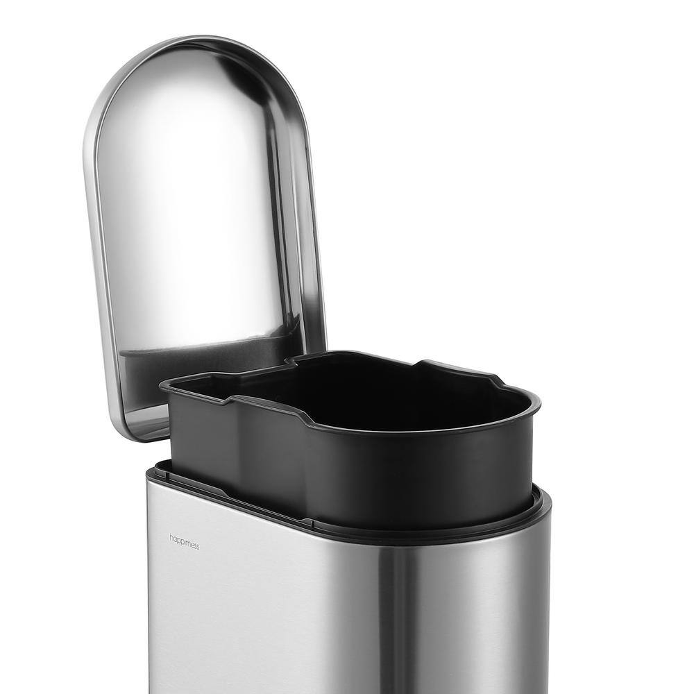 Roland Mini Stainless Steel Step-Open Trash Can, 2.6-Gallon, Chrome Finish