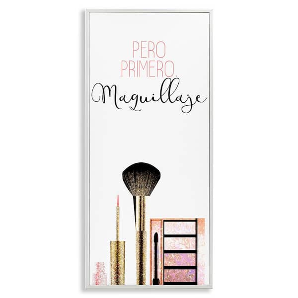 But First Makeup by Kim Allen White Framed Typography Giclee Art Print 30 in. x 13 in.