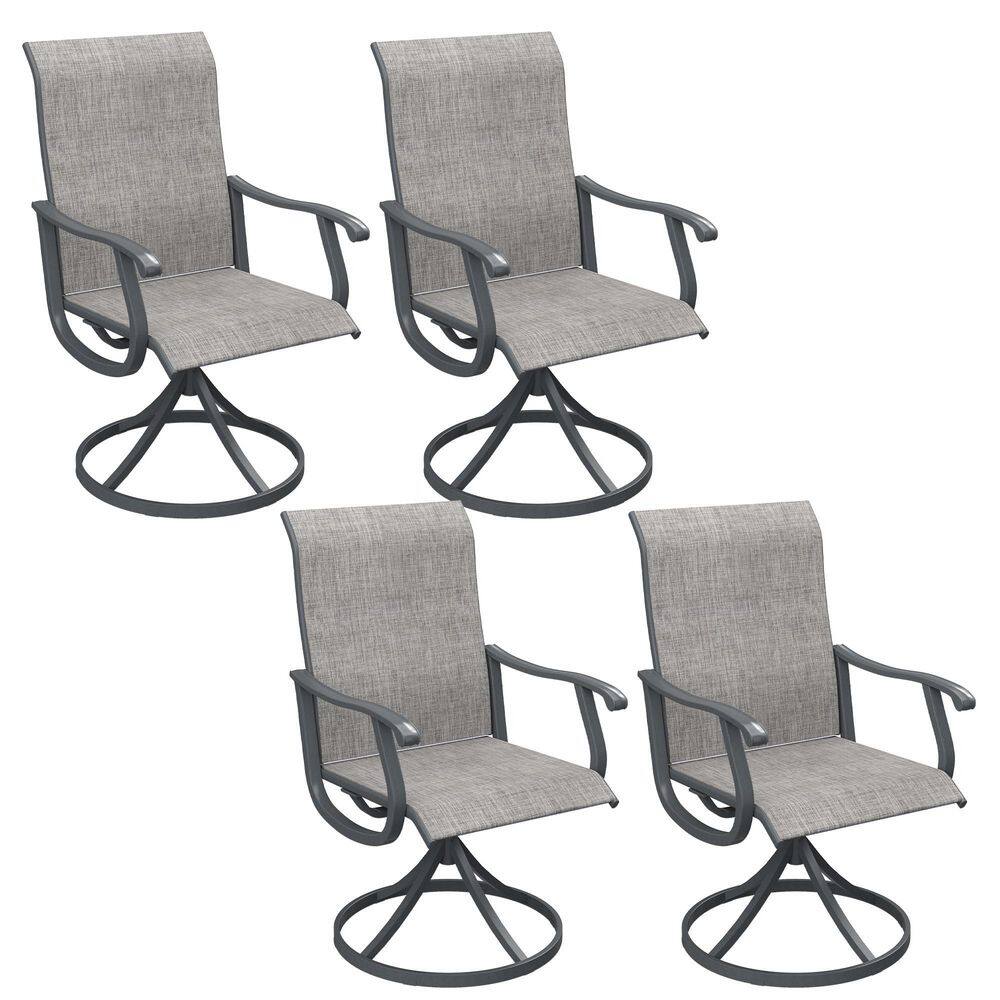 Grey Swivel Patio Chairs, 360° Outdoor Dining Chairs with Metal Frame and Grey Sling Fabric (4-Pack) price history on PriceWatchPro