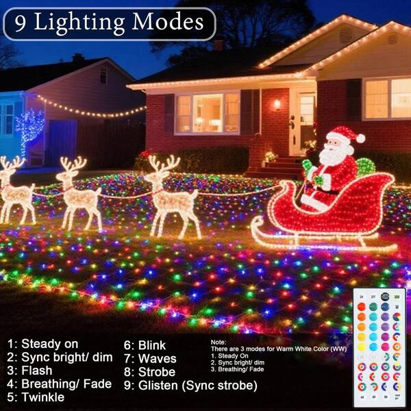 BeamBox 9.8 ft. Color Changing Christmas Net Lights, White
