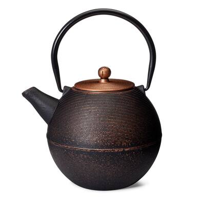 40 oz. 6-Cup Matte Black/Copper "Akagane" Teapot