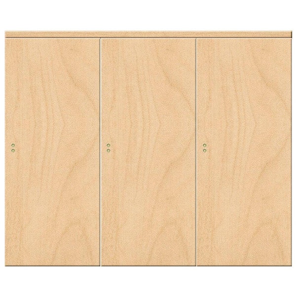 Impact Plus 108 in. x 84 in. Smooth Flush Stain Grade Maple Solid Core MDF Interior Closet Sliding Door with Matching Trim