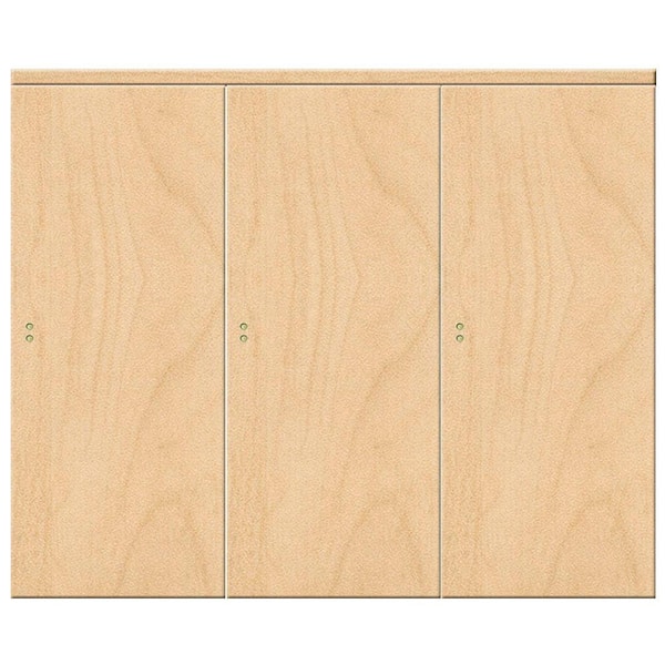 Impact Plus 96 in. x 80 in. Smooth Flush Solid Core Stain Grade Maple MDF Interior Closet Sliding Door with Matching Trim