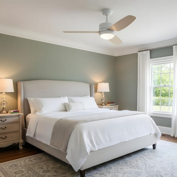 46 in. LED Indoor Oak Ceiling Fan with Light Kit, 6 Speed DC Motor