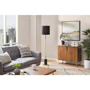 Ashton 60 in. Black with Gold Floor Lamp with Accents Base