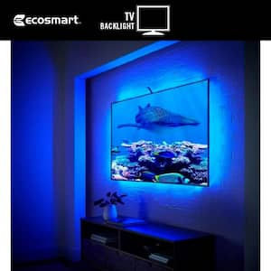 55" to 65" TV RGB Color Sensing Dimmable Plug-In LED Black TV Backlight with Remote Control