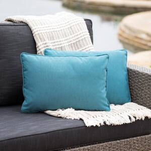 Amaris Teal Lumbar Outdoor Throw Pillow (2-Pack)