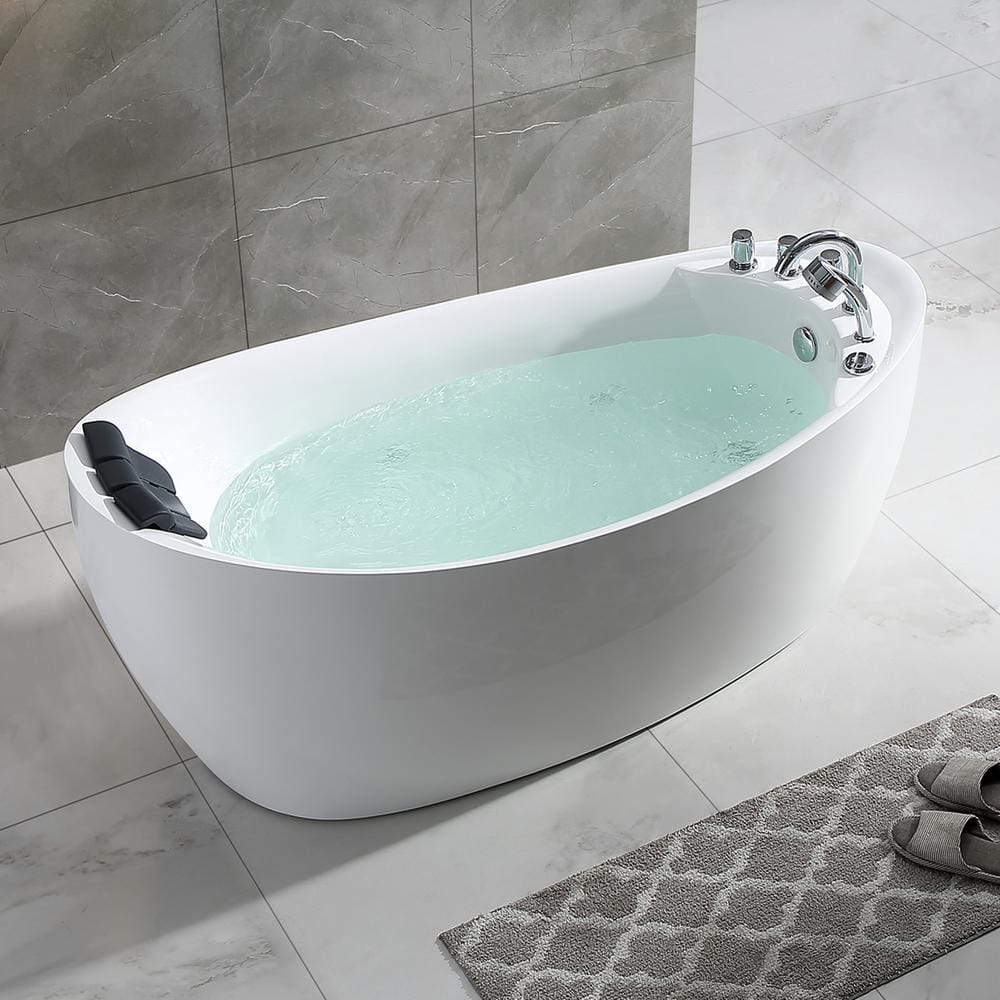 Empava Luxury 67 In. Right Hand Drain Acrylic Freestanding Flatbottom ...