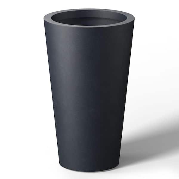 Sapcrete 12 in. Large Granite Gray (Enhanced Interior) Concrete Round Planter / Pot with Drainage Holes
