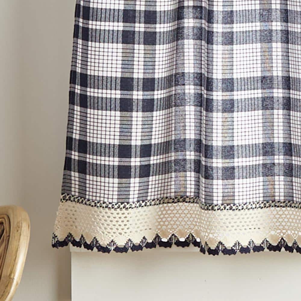 Curtainworks Seaton Indoor Polyester Light Filtering Rod Pocket Valance , Navy , 28"x36", Adult