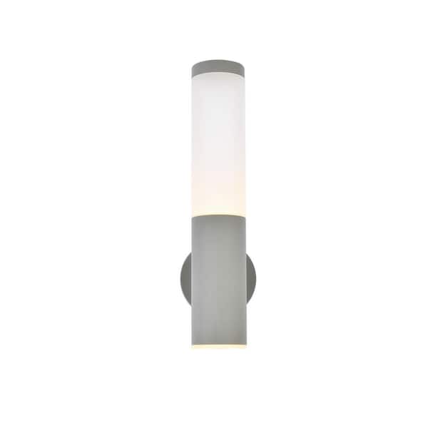 PRIVATE BRAND UNBRANDED Timeless Home 1-Light Tubular Silver LED Outdoor Wall Sconce (4.5"W x 16.13"H x 4.75"E)