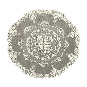 Victorian Rose 43 in. W x 43 in. L Ecru Floral Polyester Round Table Topper