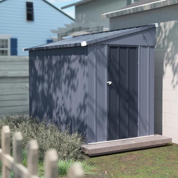 4 ft. W x 8 ft. D Metal Storage Lean-To Shed 33 sq. ft. in Gray