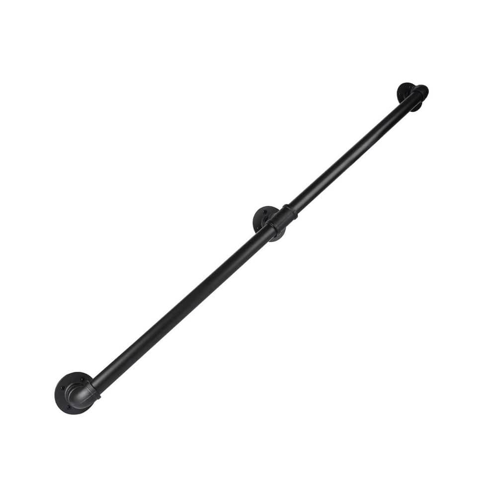 7 ft. Heavy Duty Iron Stair Handrail Black Galvanized Wall Mount Safety Handle Indoor Outdoor Steps Support price history on PriceWatchPro