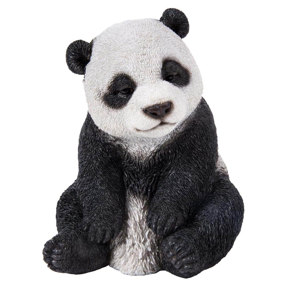 Small Black and White Polyresin Sitting Panda Statue