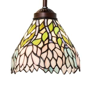 Wisteria 60-Watt 1 Light Mahogany Bronze Shaded Mini Pendant Light with Stained Glass Shade, No Bulbs Included