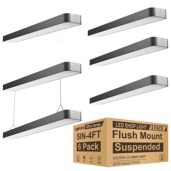 4 ft. 120-277Volt 7000 Lumens Black Integrated LED Wraparound Light with Prismatic Lens, 5000K(6-Pack)