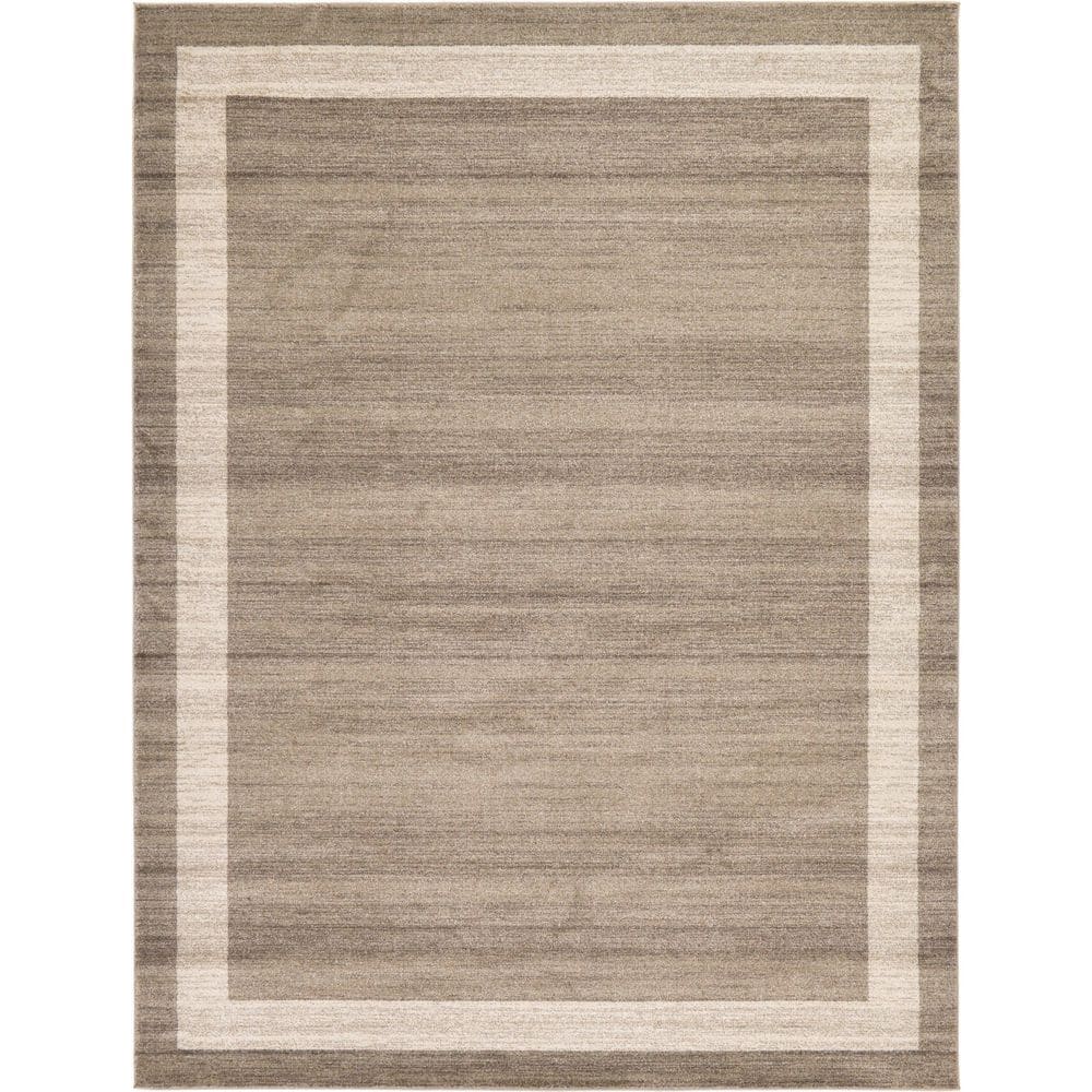 Angelica Light Brown & Ivory Tufted Synthetic Area Rug 9' x 12'