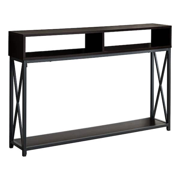 Unbranded 48 in. Espresso Standard Rectangle Console Table with Storage