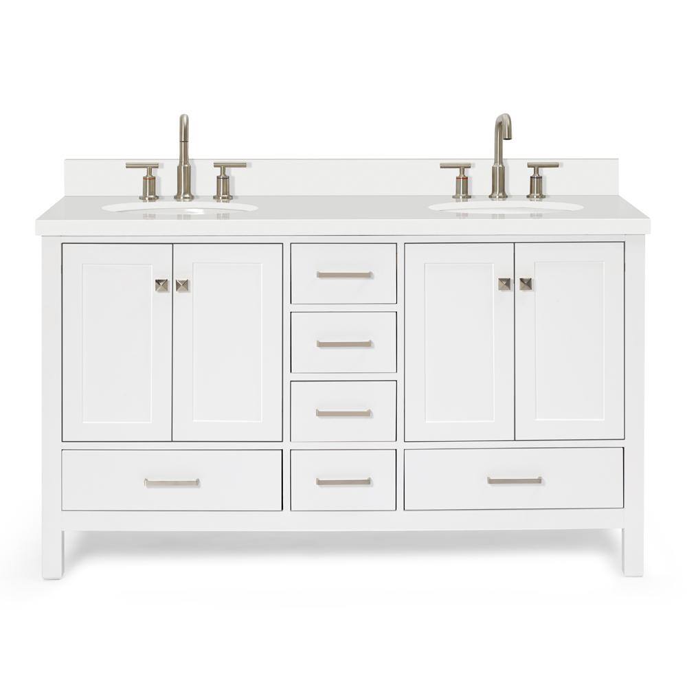 Cambridge 61'' White Double Vanity with Quartz Top