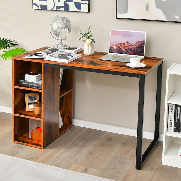 45 in. Rustic Brown Home Office Computer Desk Laptop Table Writing Workstation with 5 Cubbies