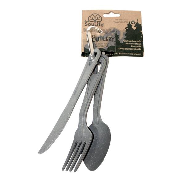 Ecosoulife Bamboo 3-Piece Charcoal Cutlery (3-Pack)