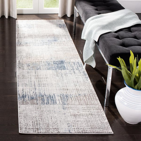 Craft Gray/Blue 2 ft. x 14 ft. Plaid Abstract Runner Rug