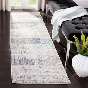 Craft Gray/Blue 2 ft. x 18 ft. Plaid Abstract Runner Rug