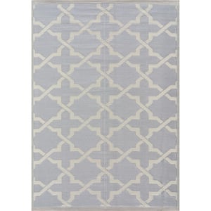 Paris Design Gray and White 6 ft. x 9 ft. Size 100% Eco-Friendly Lightweight Plastic Outdoor Area Mat/Rug